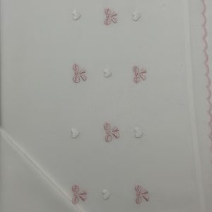 ROMUR LENZUOLO RICAMATO A MANO FIOCCHETTI ROSA