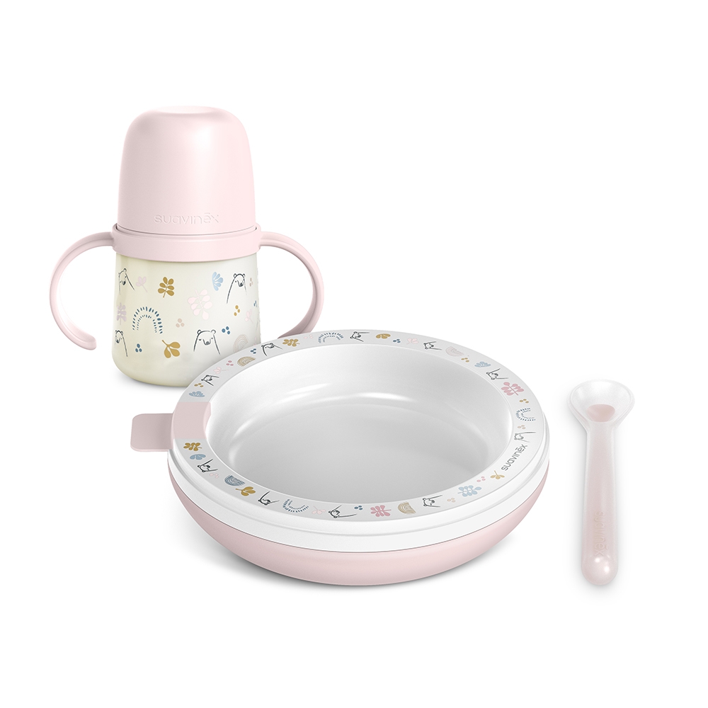 SET PAPPA SUAVINEX WARM PLATE ROSA
